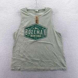 Ouray Tank Top Women Large Bozeman Montana Sage Green Ringspun Cotton Graphic‎